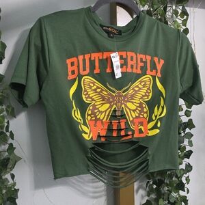Edgy Green Butterfly Graphic Tee